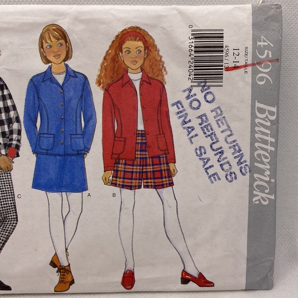 Butterick 4596 Girls Top Skirt Shorts & Pants Size 12-14 Uncut Sewing Pattern - Picture 3 of 13